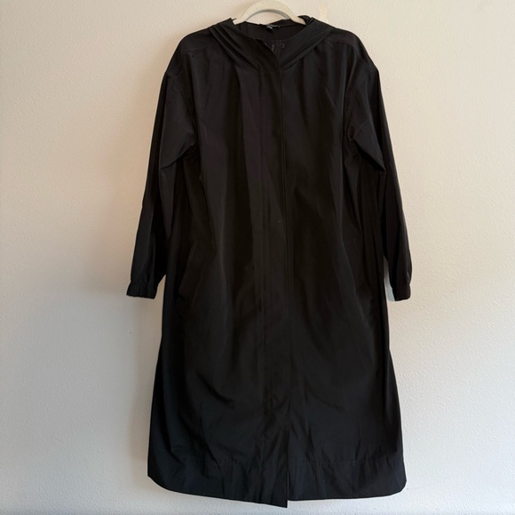 Eileen Fisher Recycled Polyester black Hooded zip Coat women’s Sz L rain jacket - Picture 4 of 9